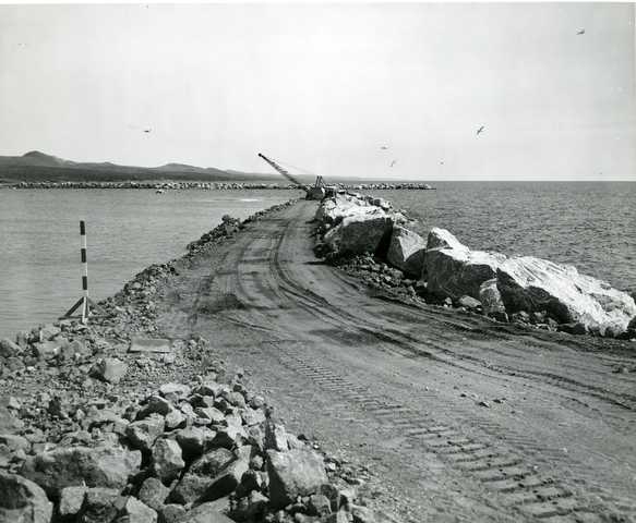 Taconite Harbor, 1956. Taconite Harbor was built to ship ore mined and processed at Erie Mining Company in Hoyt Lakes to steel mills on the Great Lakes. Concentrated ore was shipped from Hoyt Lakes to Taconite Harbor on a private railroad.