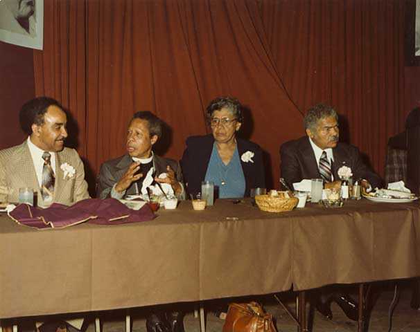 Color image of an event held in honor of Anthony Brutus Cassius, 1980.