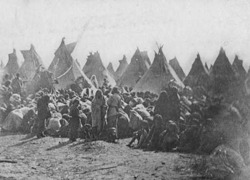 Black and white photograph of the confirmation of Dakota at Fort Snelling, 1863.