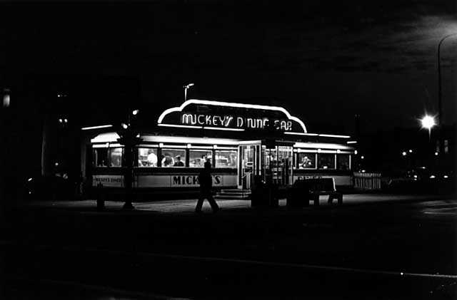 Photograph of Mickey's Diner take in 1980 by Henry B. Hall.