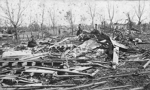 Street view after cyclone, Rochester. 