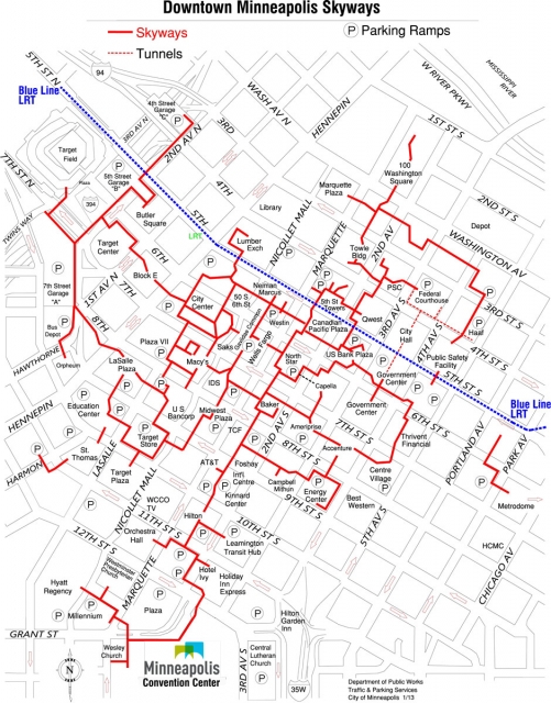 Map Of Downtown Minneapolis Downtown Skyway Map | Mnopedia