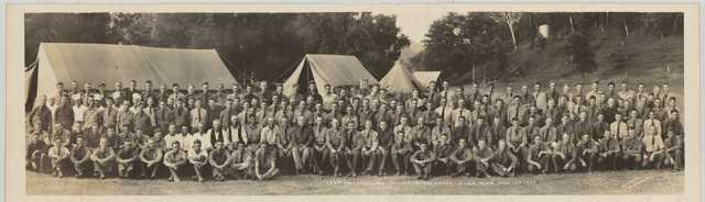 Black and white photograph of a Civilian Conservation Corps, Company 1753, Elba, 1933. Photographed by George O. Mehl.