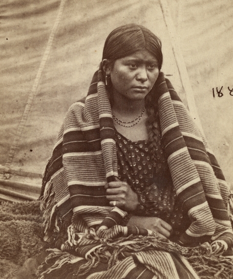 Black and white photograph of Apistoka at Fort Snelling concentration camp, c.1862–1863. Photograph by Benjamin Franklin Upton.