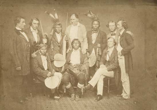 Black and white photograph of a Dakota treaty delegation in Washington, 1858.