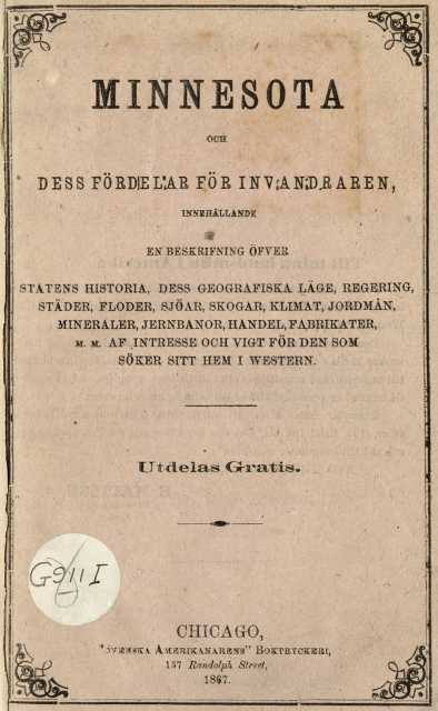 Immigration pamphlet written by Hans Mattson