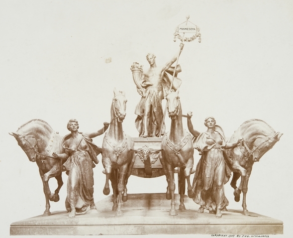 Black and white photograph of the Quadriga, Daniel C. French and Edward C. Potter, sculptors, c.1907.