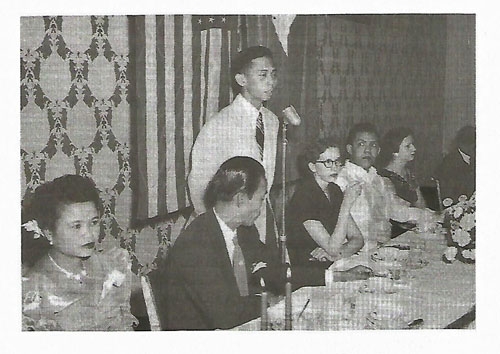 FMA president Rene Dawis delivering a speech in Minneapolis, 1953. 