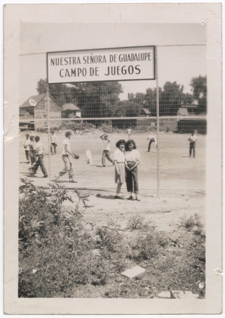 Children playing softball at the playground of Our Lady of Guadalupe Church