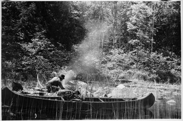 Ca. 1910 image of Ernest Oberholtzer on a canoe trip in the Quetico–Superior region.