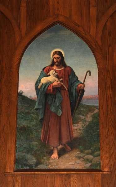 Painting by Herbjorn Gausta titled “The Good Shepherd,” 1885–1895.