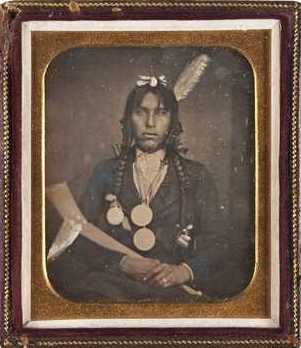 Portrait of Bagone-giizhig (Hole-in-the-Day the Younger), c.1855.