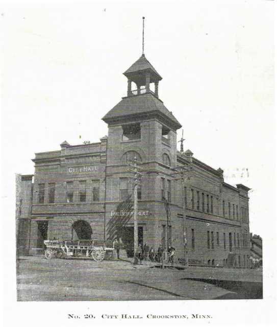 Black and white photograph of Crookston City hall, 1906.