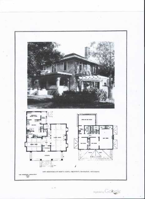 Keck’s home at 716 North Broadway in Crookston, complete with floor plan, featured in Western Architect magazine, April 1912.