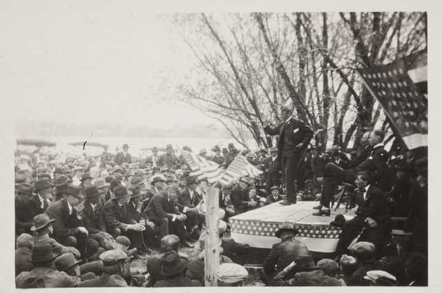 Charles A. Lindbergh Sr. speaking at a Nonpartisan League meeting