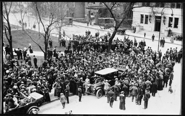 Women suffrage meeting at Rice Park in St. Paul