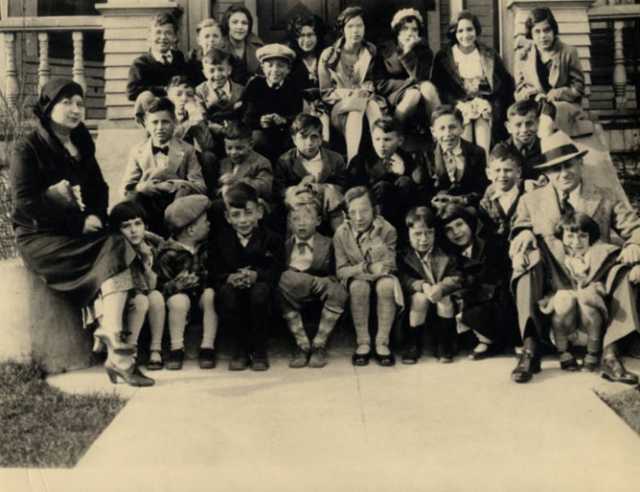 Black and white photograph of residents of the Jewish Sheltering Home for Children, c1935.