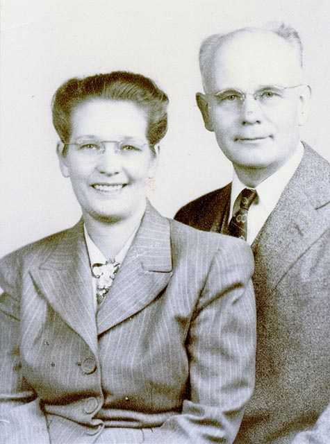 Black and white photograph of John A. Wiebe and Viola Bergthold Wiebe, missionaries to India, ca. 1970.