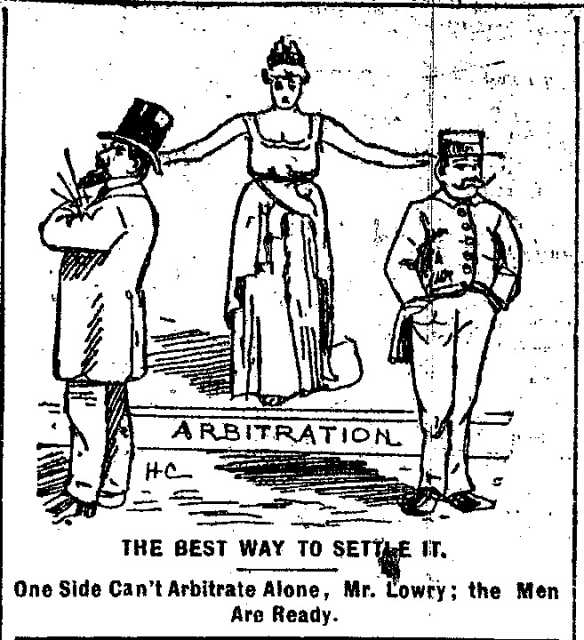 Black and white scan of "The best way to settle it." Minneapolis Journal, April 12, 1889. 