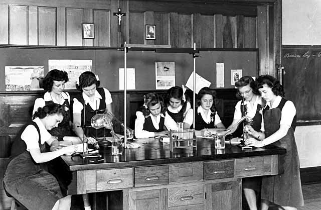 Science lab at Villa Maria Academy, Frontenac (Goodhue County)