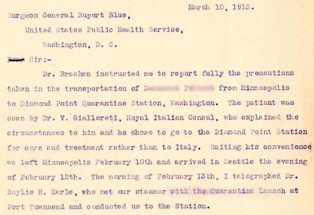 Letter to Surgeon General on transportation of patient D.P.