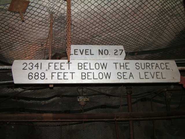 Color image of a sign inside the Soudan Mine in Lake Vermilion–Soudan Underground Mine State Park, July 16, 2005.