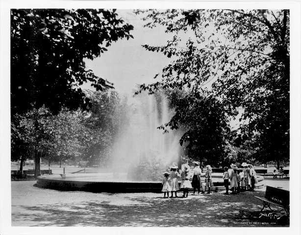 Black and white photograph of Logan Park, Minneapolis. 
