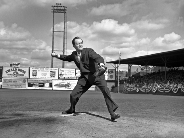 Hubert Humphrey at a Minneapolis Millers game