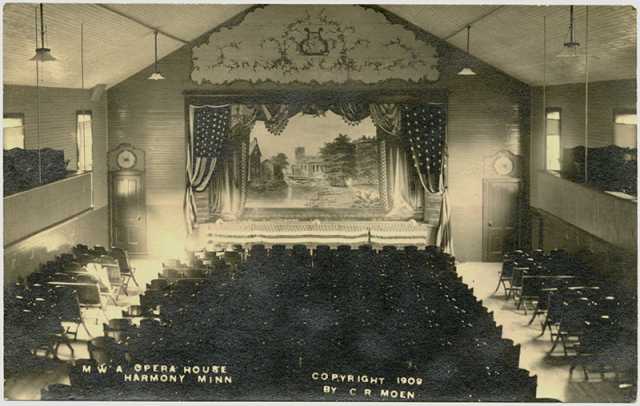 Photograph of Harmony Opera House auditorium, 1909