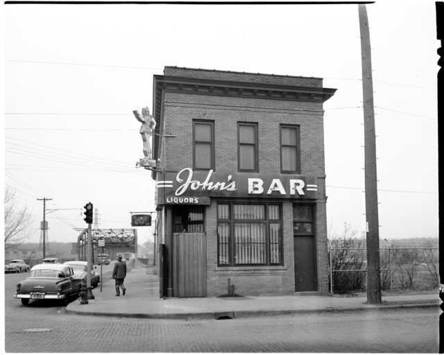 John’s Bar and Funhouse (2500 Marshall Street Northeast, Minneapolis), April 2, 1953. Photograph by the Minneapolis Star Tribune.