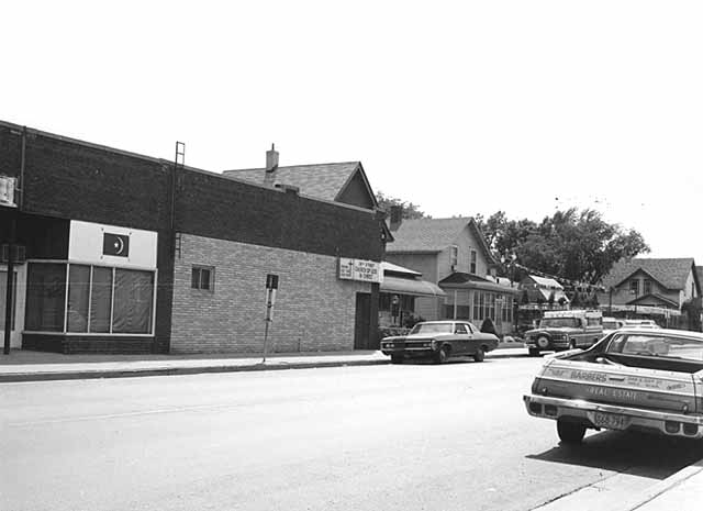 Black and white photograph of Muhammad's Mosque, and Church of God in Christ, Minneapolis, 1975.