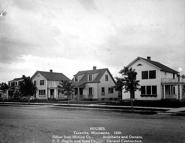 Oliver-built homes in Taconite, 1920. Similar to those built in Marble, Oliver built homes in nearby Taconite to accommodate for the growing Canisteo District population and workforce. 
