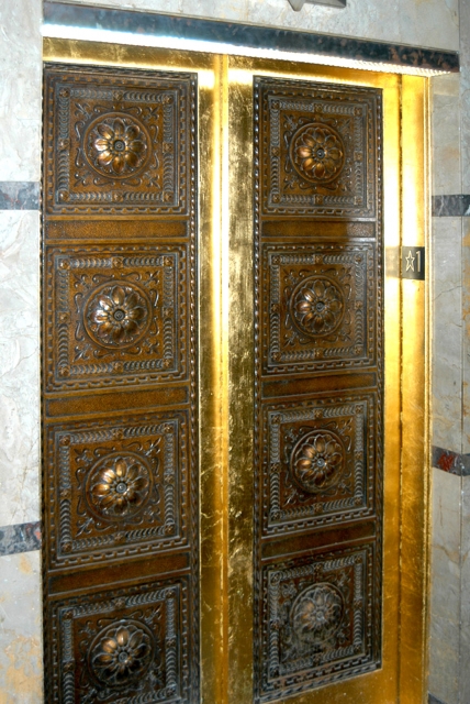 Color image of elevator doors of the Minnesota Building, 2009. 