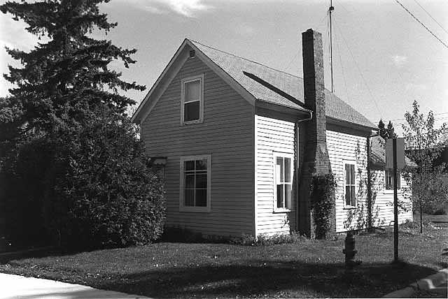 A fire relief house built on Court Avenue in Sandstone for victims of the Hinckley fire. after September 1, 1894. Photographed in October of 1979.
