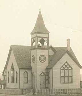 Black and white photograph of a church in Ely, 1913.