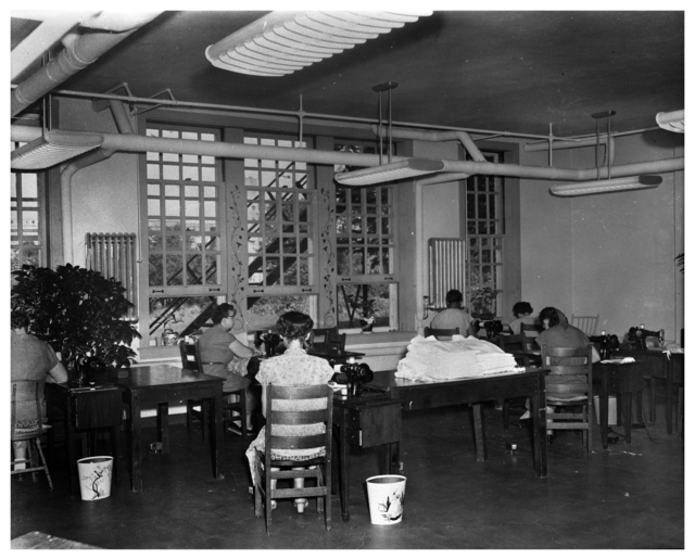 Incarcerated women sewing