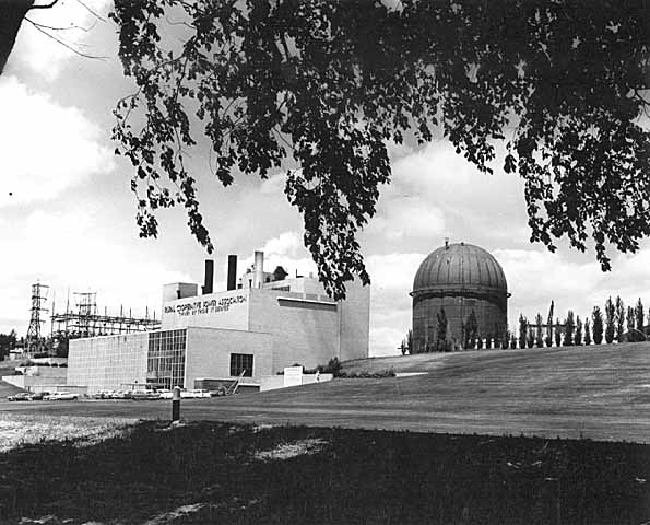 Black and white photograph of the Rural Cooperative Power Association at Elk River, 1960.