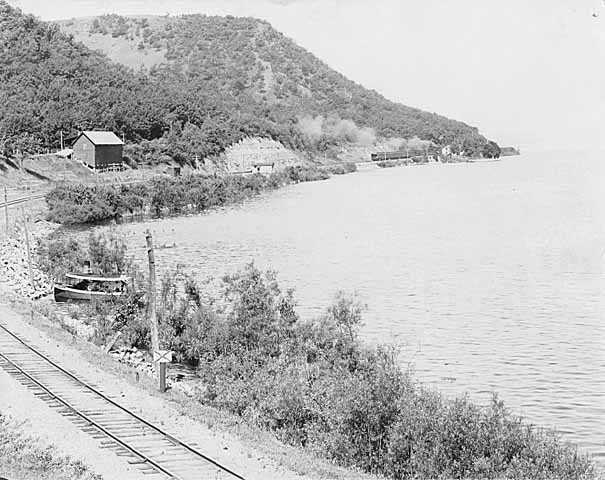 Black and white photograph of the Chicago, Milwaukee, St. Paul and Pacific Railway Company tracks near Maple Springs, Wabasha County, 1903.