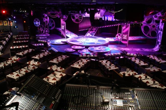 Color digital print of the main sound and lighting systems of Chanhassen Dinner Theatres' main stage. By Mike Paul, Act One, Too Photography.