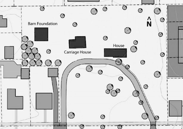 Map of the Harrington-Merrill House site, 2011.