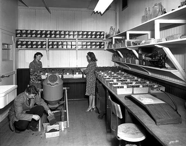 Corn laboratory, Northrup, King and Company, Minneapolis. Photograph by Norton & Peele, January 12, 1945.
