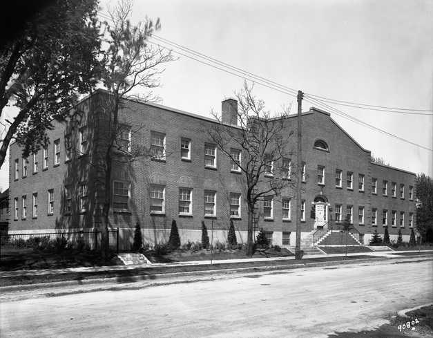 Black and white photograph of the exterior of of the Phyllis Wheatley House, 1931.