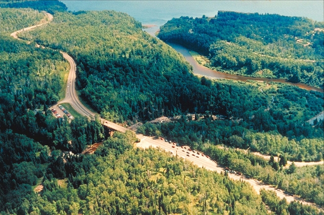 Aerial view of Gooseberry Falls State Park