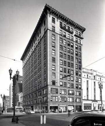 Black and white photograph of the Commerce Building, 1953.