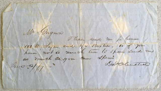Letter from David Olmsted to Antoine Grignon