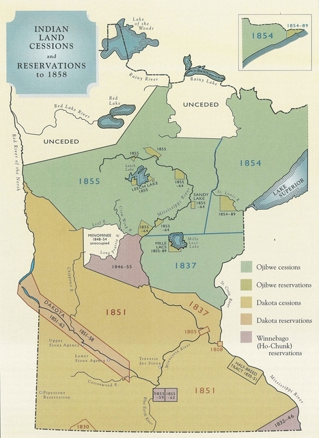 Native American Land Cessions And Reservations To 1858 Mnopedia