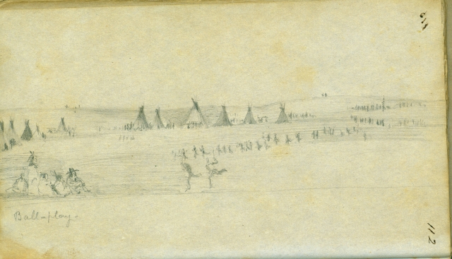 Drawing of a lacrosse game, 1851