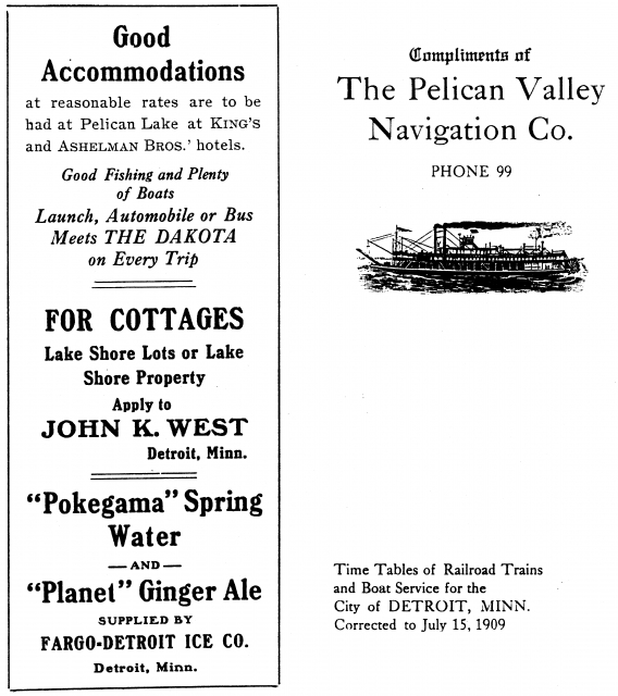 Print brochure advertising the Pelican Valley Navigation Company