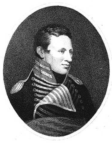 Black and white portrait of Zebulon M. Pike wearing the uniform of an U.S. Army captain, c.1810.