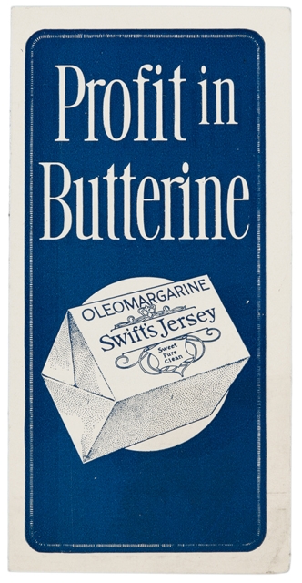 Cover of a brochure published by Swift & Company, a national meatpacker and margarine producer with operations in St. Paul. Image is from the Davis, Kellogg & Severance Law Firm Records, 1878–1941, Minnesota Historical Society.